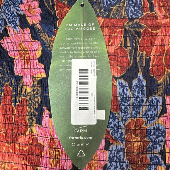 NWT Farm Rio Smocked Garden Navy Floral Long Sleeve Mini Dress | Tag Sz: M - Picture 11 of 12